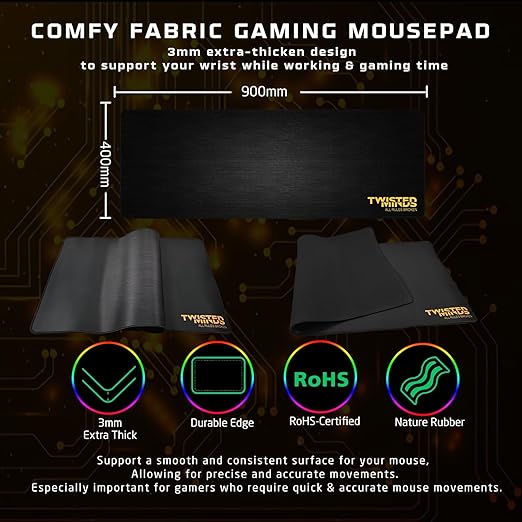 Twisted Minds 4-in-1 Gaming Bundle – TM-HORIZON-X - 87-Key Wired Mechanical Keyboard, Adjustable DPI, 40mm Driver Headset, Over sized 400×900×3MM Mouse Pad – Ergonomic Design for PC Gamer - Desert Games