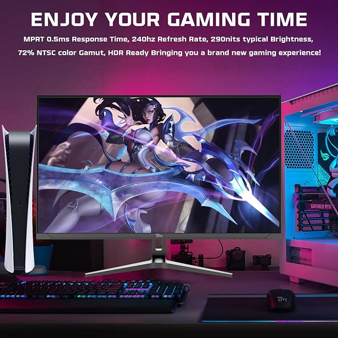 TWISTED MINDS TM32QHD240VA Supreme Series, Flat 31.5 Inch, 2560 x 1440p FHD VA Panel, 240Hz Refresh Rate, 0.5ms Response Time, HDR Black Gaming Monitor, 2.1 HDM - Desert Games