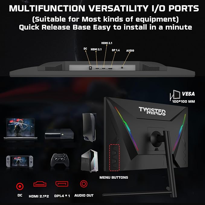 Twisted Minds 27-Inch Flat Gaming Monitor, FHD 1920 x 1080, 0.5ms Response Rate, HDR, 192Hz Refresh Rate, Fast IPS, Experience Smooth, Blur-Free Gaming, Multiple I/O & HDMI 2.1 - Desert Games