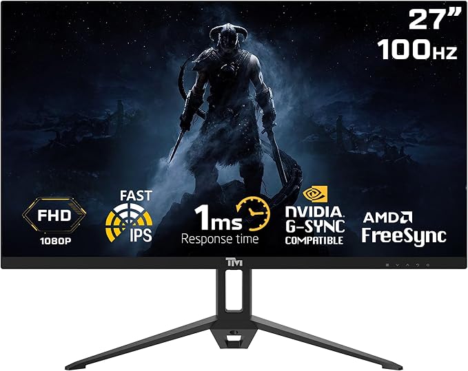 Twisted Minds 27 Inch Display Fast IPS Gaming Monitor - 1920 x 1080 FHD Resolution, 100 Hz Refresh Rate, 16:9 Aspect Ratio, 1 ms Response Time - Black (TM27FHD100IPS) - Desert Games