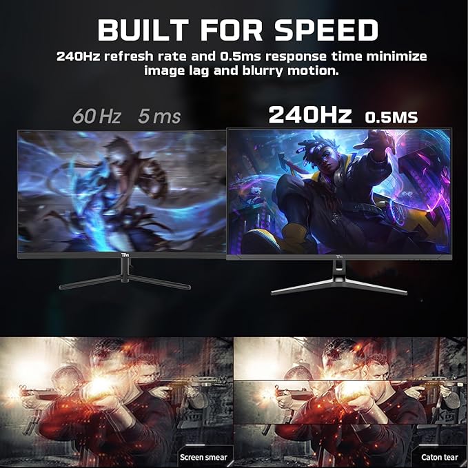 TWISTED MINDS TM32QHD240VA Supreme Series, Flat 31.5 Inch, 2560 x 1440p FHD VA Panel, 240Hz Refresh Rate, 0.5ms Response Time, HDR Black Gaming Monitor, 2.1 HDM - Desert Games