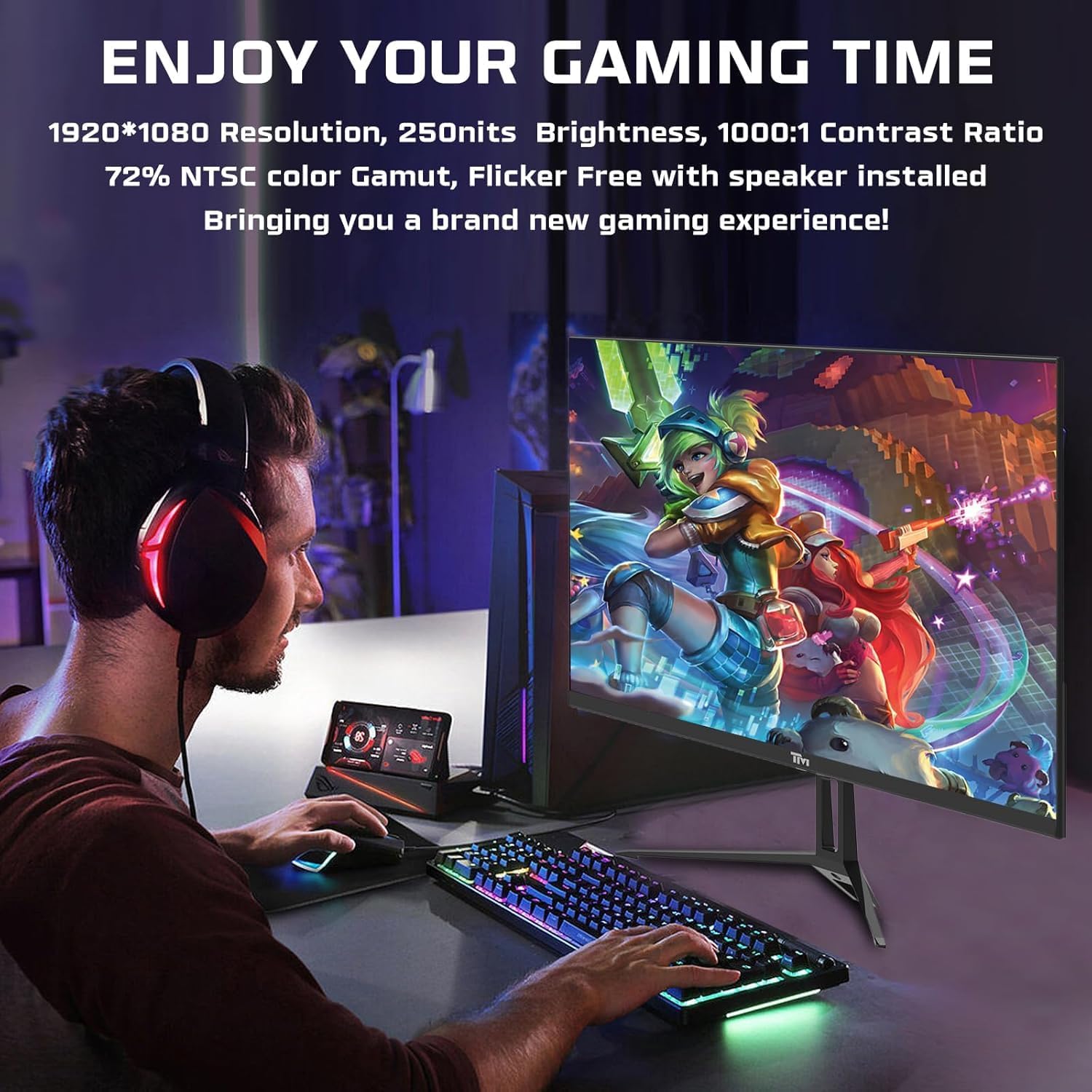 Twisted Minds 24 Inch Display Fast IPS Gaming Monitor - 1920 x 1080 FHD Resolution, 100 Hz Refresh Rate, 16:9 Aspect Ratio, 1 ms Response Time - Black (TM24FHD100IPS) - Desert Games