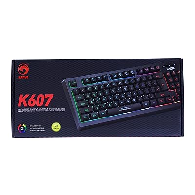 MARVO K607-EN Gaming Keyboard, Multimedia, USB 2.0, Full Anti-ghosting, Ergonomic Compact Design, 3 Colour LED Backlit with Adjustable Brightness, Black - Desert Games