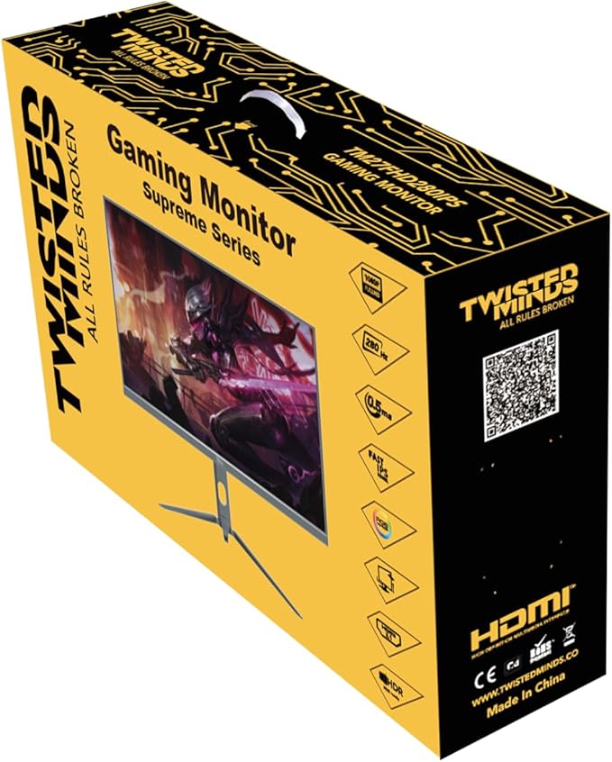 TWISTED MINDS TM27FHD280IPS Supreme Series, Flat 27 Inch, 1920x1080p FHD IPS Panel, 280Hz Refresh Rate, HDMI 2.1, 0.5 Response Time, HDR Black Gaming Monitor - Desert Games