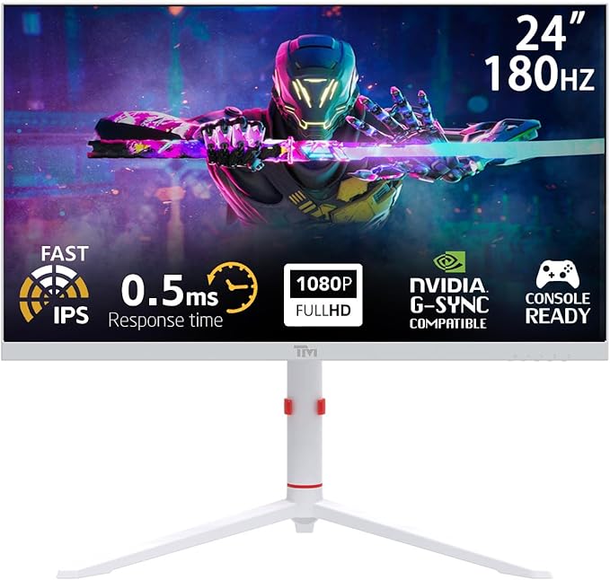 Twisted Minds Artic Pro Series Gaming Monitor, 24" Fast IPS Display, FHD Resolution with 360Hz Refresh Rate, 0.5ms Response Time, 2HDMI, 2DP, Audio Out, 16.7M Pixels, White | TMA24FHD360IPS - Desert Games