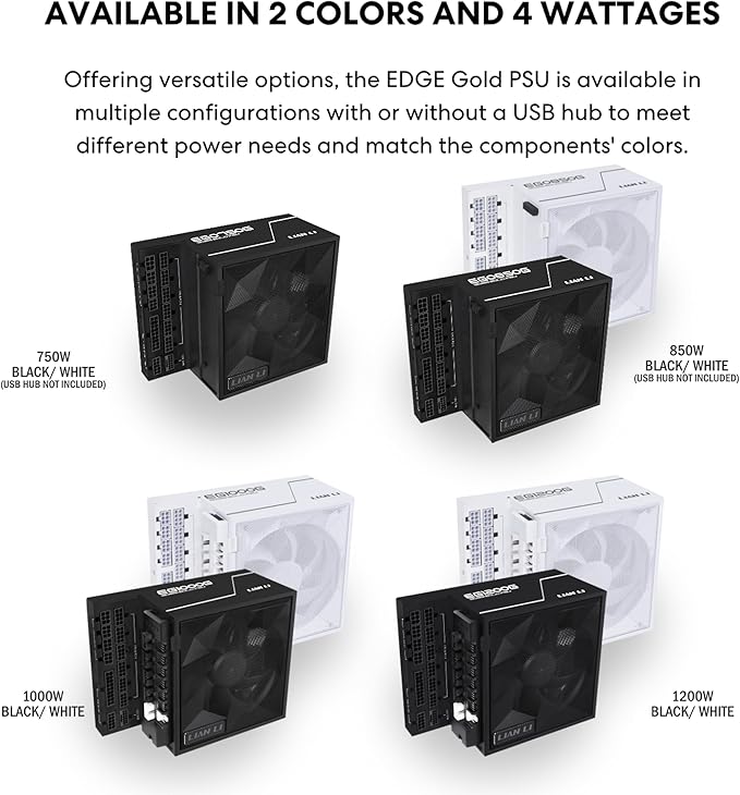 Lian Li EDGE 1000W 80 PLUS Platinum Full Modular ATX Power Supply – Black - Desert Games