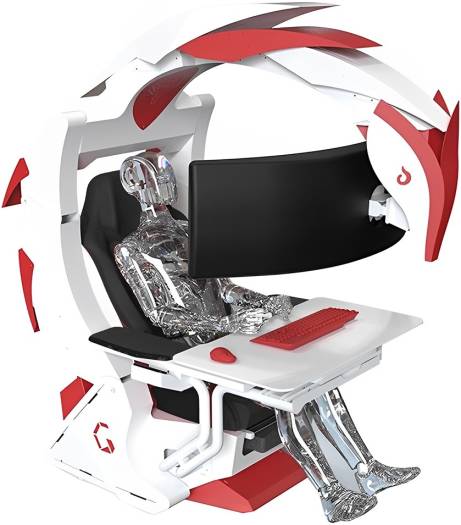 DXRacer Ingrem G1 Gaming Pod, High-Strength Support 49" Monitor, Red/White - Desert Games