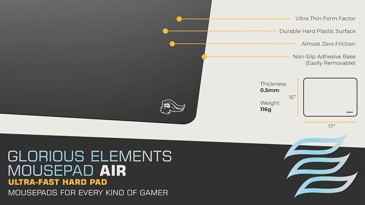 Glorious PC Gaming Element Gaming Surface, 460X410X0.5MM - Air Black | GLO-MP-ELEM-AIR - Desert Games