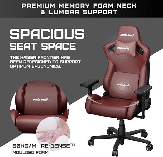 Anda Seat Kaiser Frontier XL Gaming Chair - Maroon PVC - Desert Games