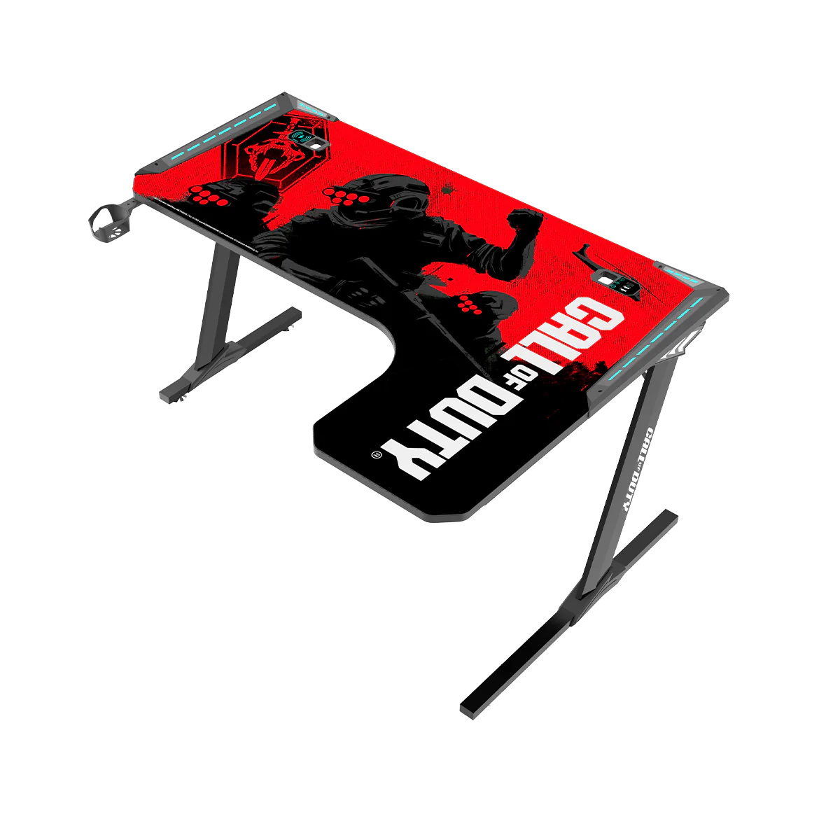 GAMEON Call Of Duty (COD) Phantom XL-R Series L-Shaped RGB Flowing Light Gaming Desk - Desert Games
