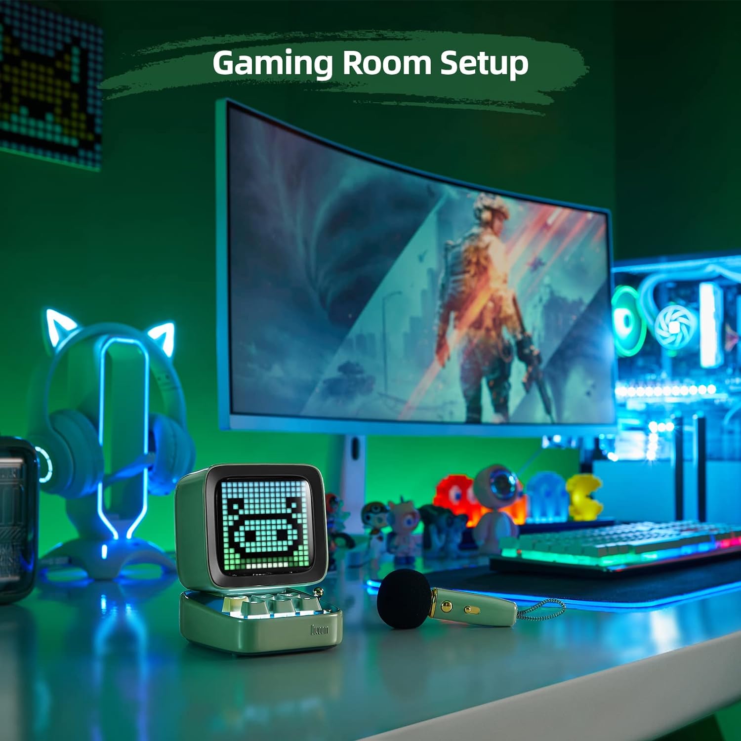 Divoom DitooMic Bluetooth Speaker Microphone Karaoke Function - Green - Desert Games