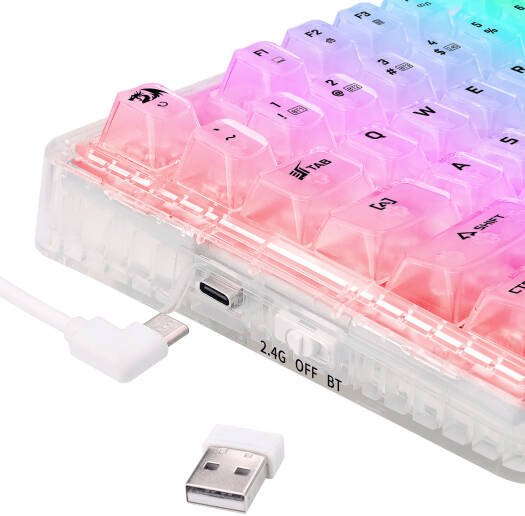 Redragon Elf Pro K649 Gasket 78% 82-Keys Mechanical Gaming Keyboard - White  K649CT-RGB-PRO - Desert Games