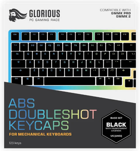 Glorious PC Gaming Race GMMK ABS Doubleshot V2 USA Base Kit, Keycap Set - Black GLO-KC-ABS-USKIT-B - Desert Games