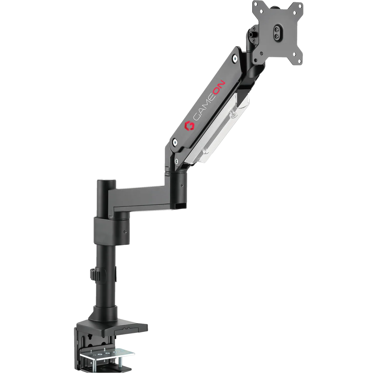 GAMEON GO-2083 Pole-Mounted Aluminum Heavy-Duty Spring-Assisted Single Monitor Arm - Black - Desert Games