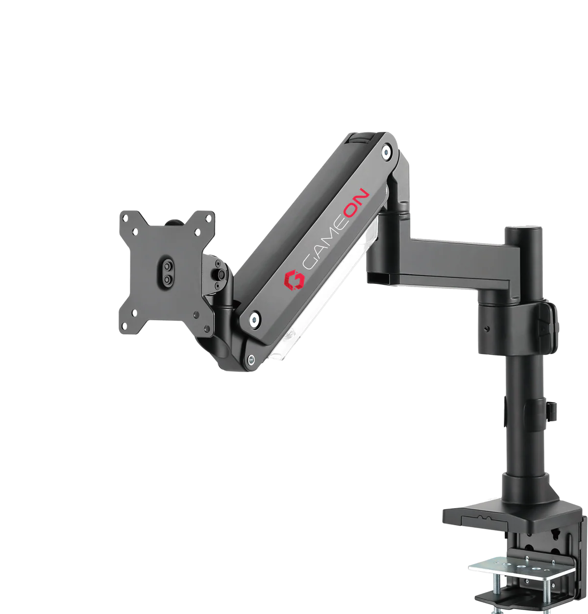 GAMEON GO-2083 Pole-Mounted Aluminum Heavy-Duty Spring-Assisted Single Monitor Arm - Black - Desert Games