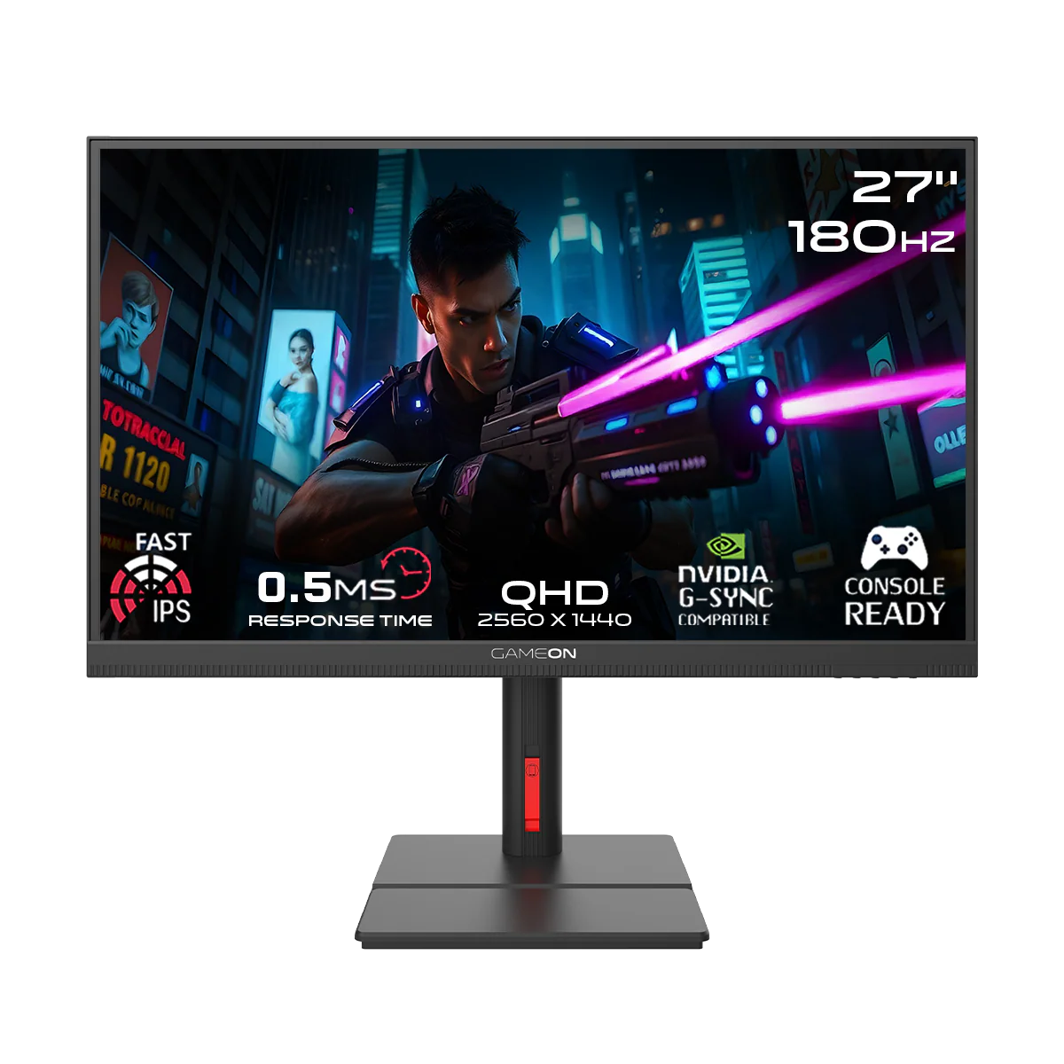 GAMEON GOML27QHD180IPS Midnight Signature Series 27" QHD, 180Hz, MPRT 0.5ms, HDMI 2.1, Fast IPS Mini LED Gaming Monitor (Supports PS5) - Black - Desert Games