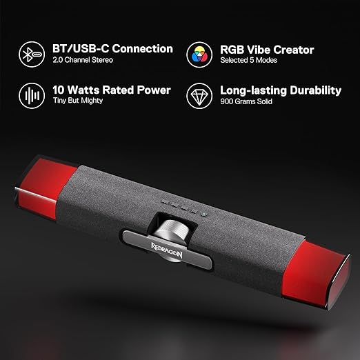 Redragon GS512 RGB Desktop Speakers, 2.0 PC Computer Stereo Soundbar - Desert Games