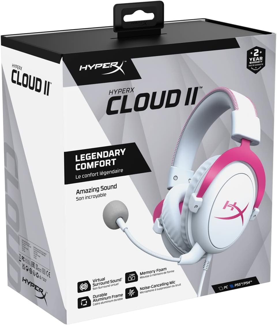 HyperX Cloud II - Gaming Headset – White/Pink - Desert Games