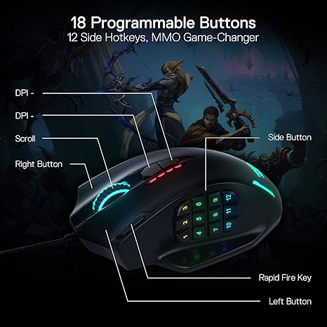 Redragon M908 Impact RGB LED MMO Gaming Mouse - Desert Games