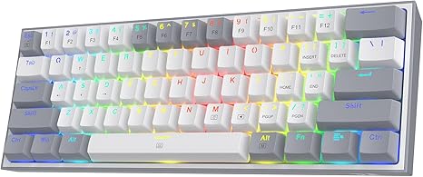 Redragon K617 Fizz 60% Wired RGB Gaming Keyboard - White and Grey - Desert Games