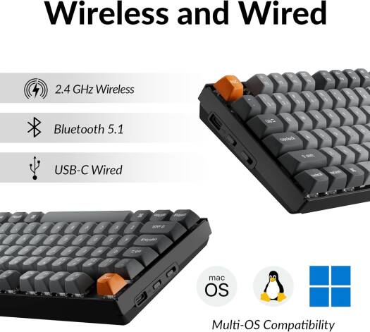 Keychron K8 Max QMK Wireless Mechanical Keyboard, English-Arabic Layout, Red Switch - Black  K8M-J1-AR - Desert Games