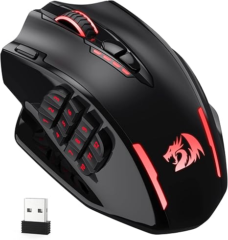 Redragon M913 Impact Elite Wireless Gaming Mouse, 16000 DPI Wired/Wireless RGB Mouse - Desert Games