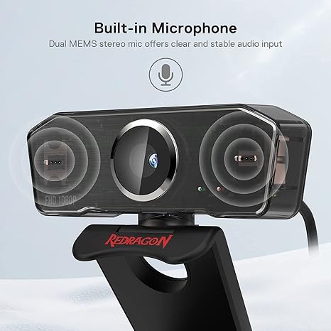 Redragon GW800 1080P PC Webcam with Built-in Dual Microphone - Desert Games