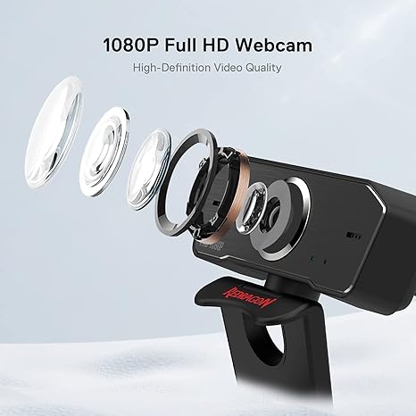 Redragon GW800 1080P PC Webcam with Built-in Dual Microphone - Desert Games