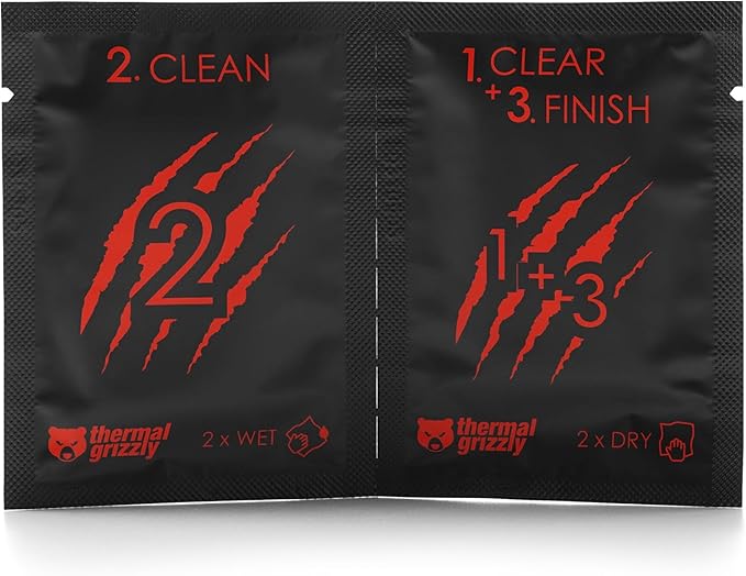 Thermal Grizzly TG Cleaning Wipes 10 Pcs - 20 Wet & 20 Dry Wipes TG-CW-10 - Desert Games