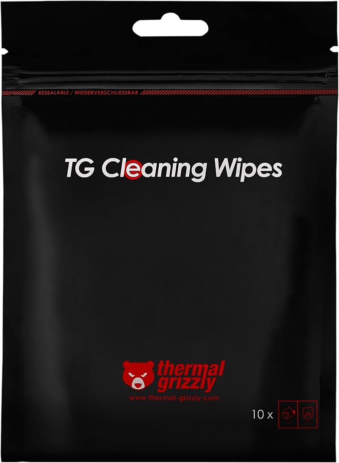 Thermal Grizzly TG Cleaning Wipes 10 Pcs - 20 Wet & 20 Dry Wipes TG-CW-10 - Desert Games