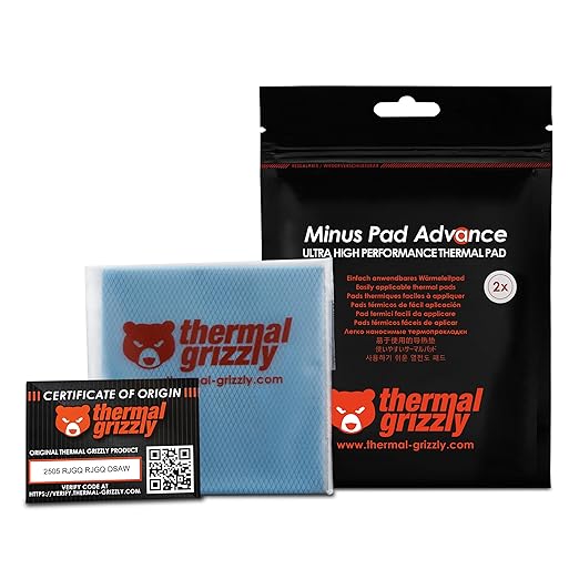 Thermal Grizzly Minus Pad Advance – 2-Pack Thermal Interface Pad, 100x100x0.5mm TG-MP-A-100-100-05-2 - Desert Games