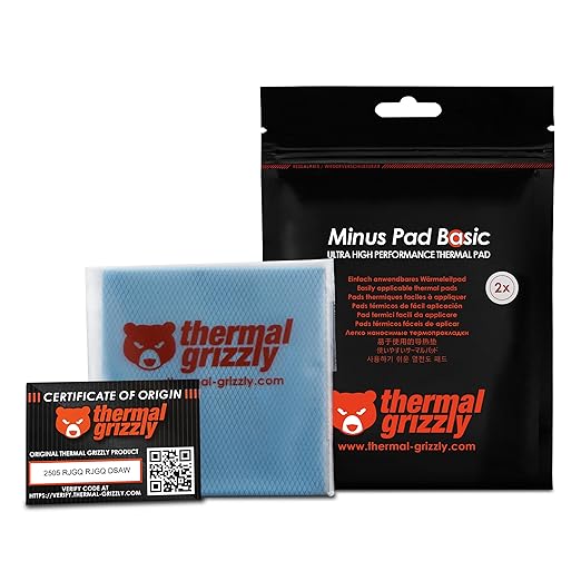 Thermal Grizzly Minus Pad Basic – 2-Pack Thermal Interface Pad, 100x100x1.0mm TG-MP-B-100-100-10-2 - Desert Games