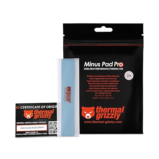Thermal Grizzly Minus Pad Pro – 2-Pack Thermal Interface Pad, 120x20x0.5mm TG-MP-P-120-20-05-2 - Desert Games