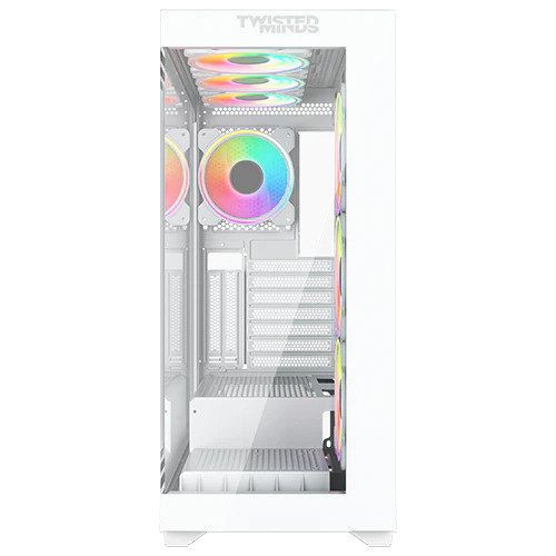 Twisted Minds Quantum Mid Tempered Glass Mid Tower Gaming Case - White - TM-TM-290XL-9-W - Desert Games