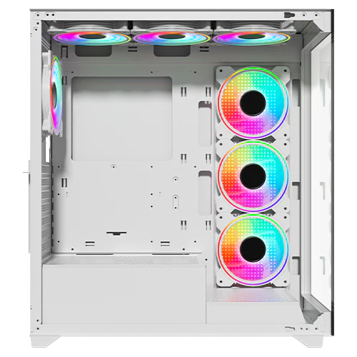 Twisted Minds Quantum Mid Tempered Glass Mid Tower Gaming Case - White - TM-TM-290XL-9-W - Desert Games