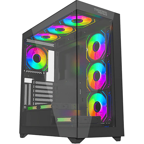 Twisted Minds Quantum Mid Tempered Glass Mid Tower Gaming Case - Black - TM-290XL-9 - Desert Games