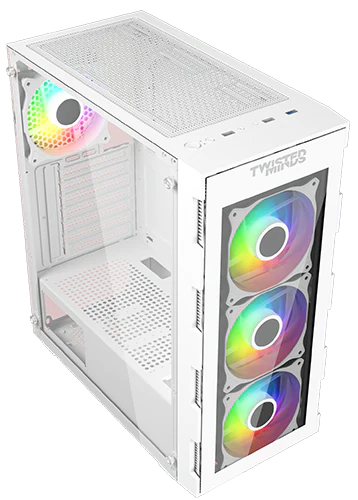 Twisted Minds Titan Glass Mid Tower Gaming Case - White TM-GM-III-W - Desert Games