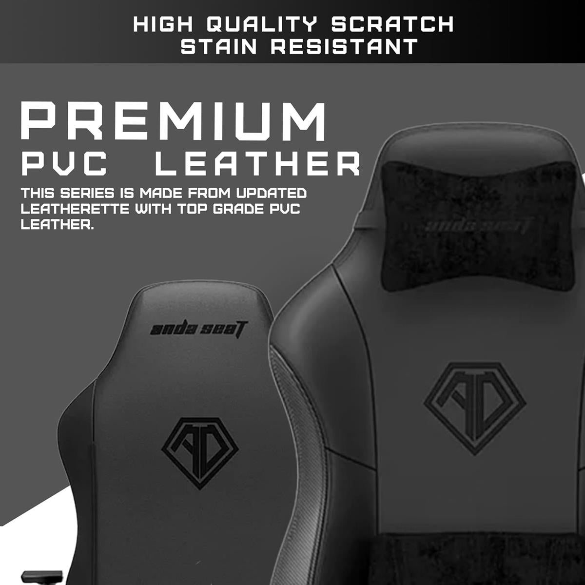 Anda Seat Phantom 3 XL Leather Gaming Chair - Stormy Black - Desert Games