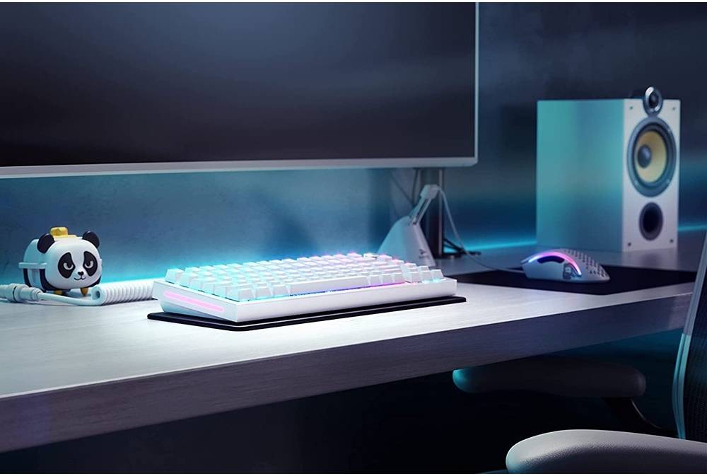 Glorious Sound Dampening Keyboard Mat, 75% TKL Compact Keyboard Deskpad, Non-Slip Rubber Base, Washable Cloth Surface, Durable Stitched Edges, 13.7 x 5.7 in, Black | GLO-KBM-TKL-B - Desert Games