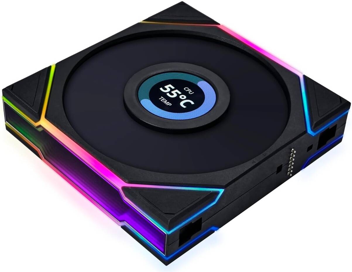 Lian Li Uni Fan TL 120 Case Fan, 1.6” LCD, 120mm Fan Size, 1900 RPM Fan Speed, 62 CFM Airflow, PA66 / PBT Materials, Fluid Dynamic Bearing, Single Pack, Black | G99.12TLLCD1B.00 - Desert Games