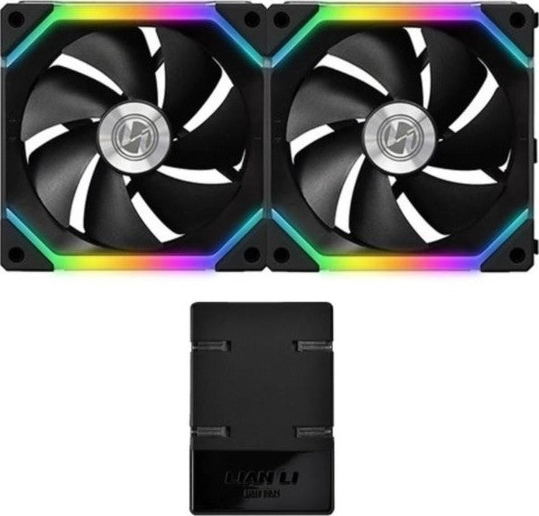 Lian Li UNI FAN SL140 Digital Addressable RGB 140 Fan with Controller , Twin Pack - Black | G99.14UF2B.00 - Desert Games