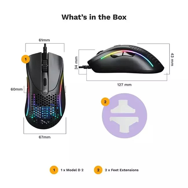 Glorious Model DV2 Wired RGB Gaming Mouse - Black | GLO-MS-DV2-MB - Desert Games